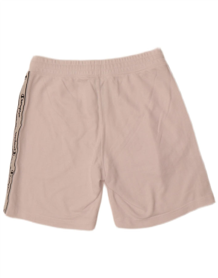Champion Short de Sport Graphique Homme Blanc Moyen Coton