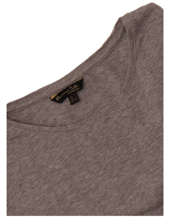 Massimo Dutti T-Shirt Femme Top UK 14 Large Gris Moucheté