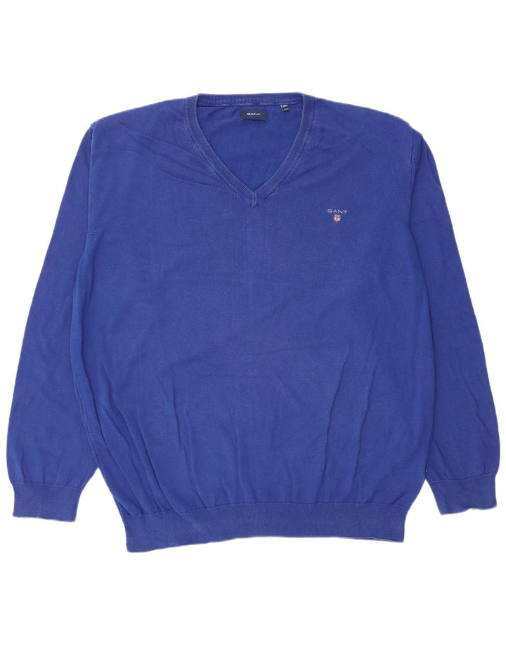 Gant Pull col V Homme 3XL Bleu Coton