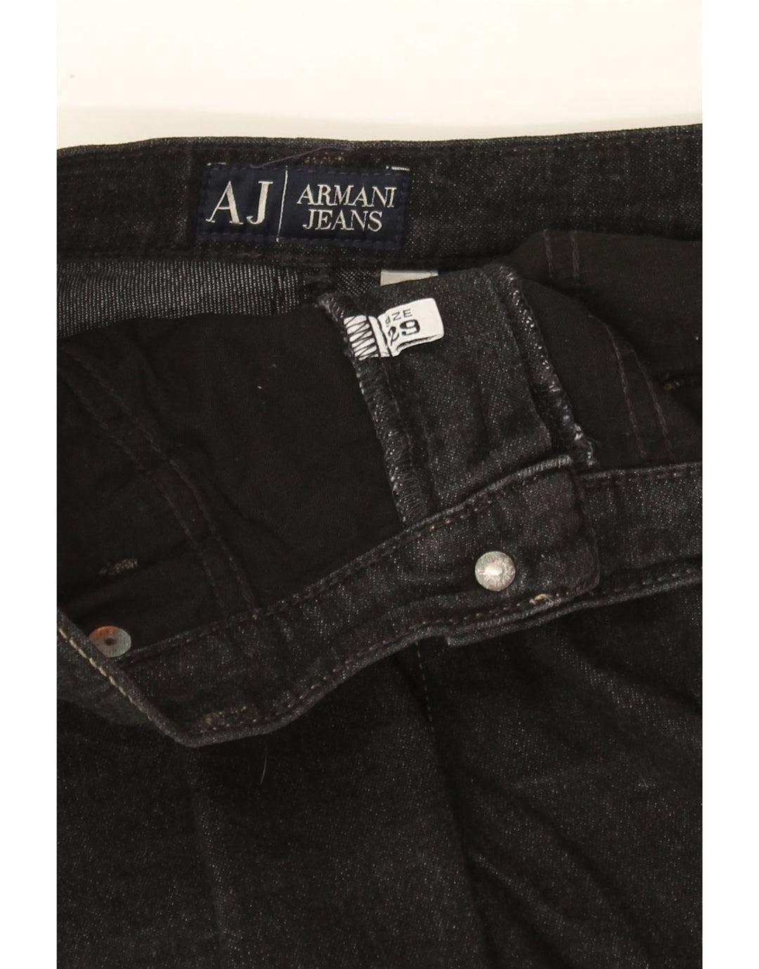 ARMANI JEANS Womens Straight Jeans W29 L30 Black Cotton Vintage Armani Jeans and Second-Hand Armani Jeans from Messina Hembry 