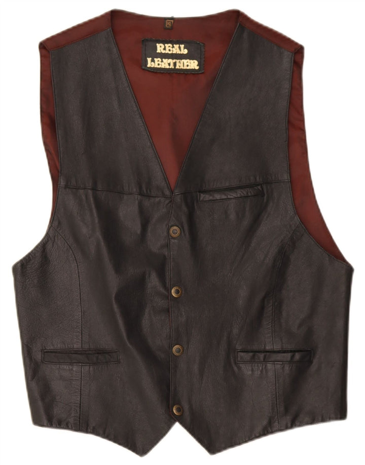 gilet en cuir homme vintage XL cuir noir