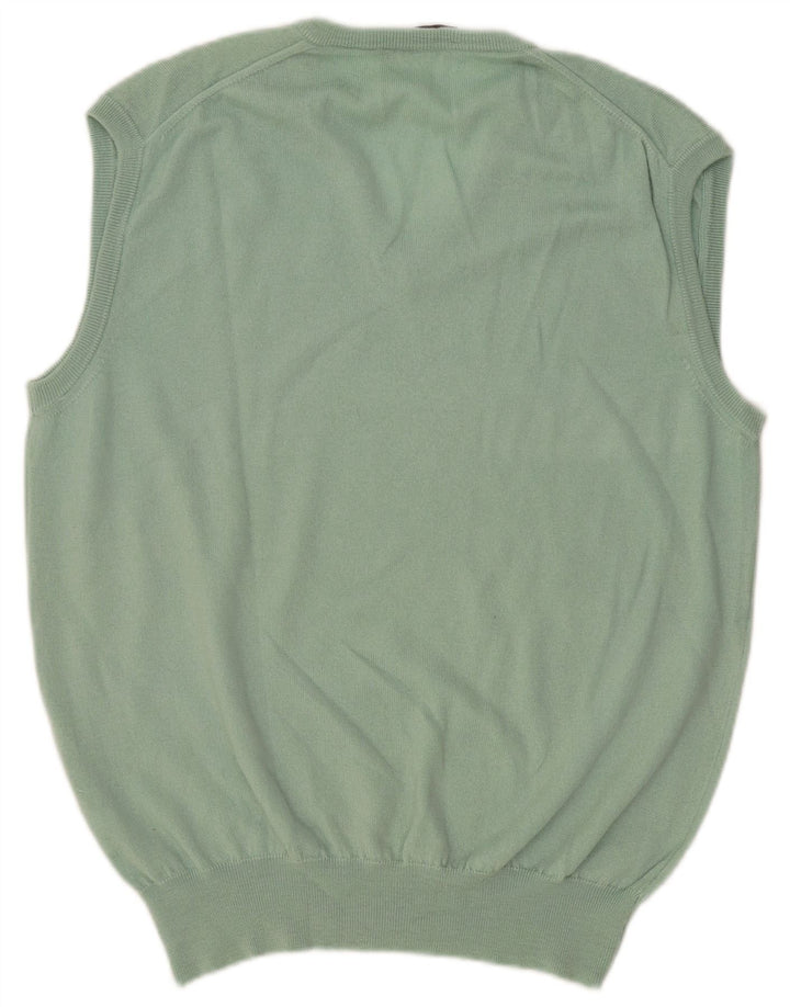 Cacharel Homme Gilet Débardeur Large Laine Vierge Verte