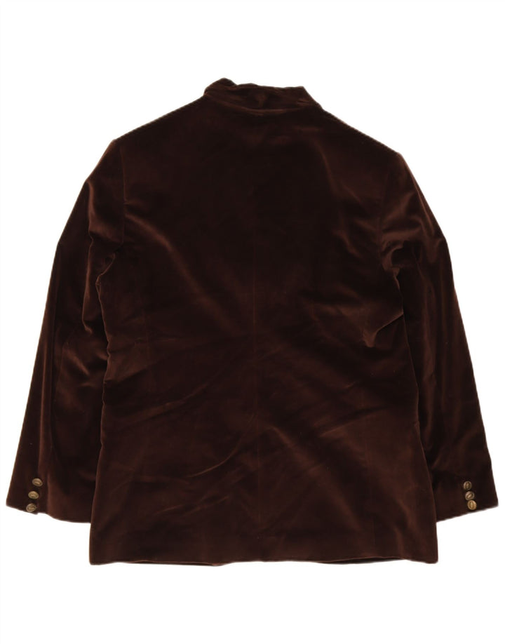 vintage Femme Velours 3 Bouton Blazer Veste EU 44 XL Laine Brune