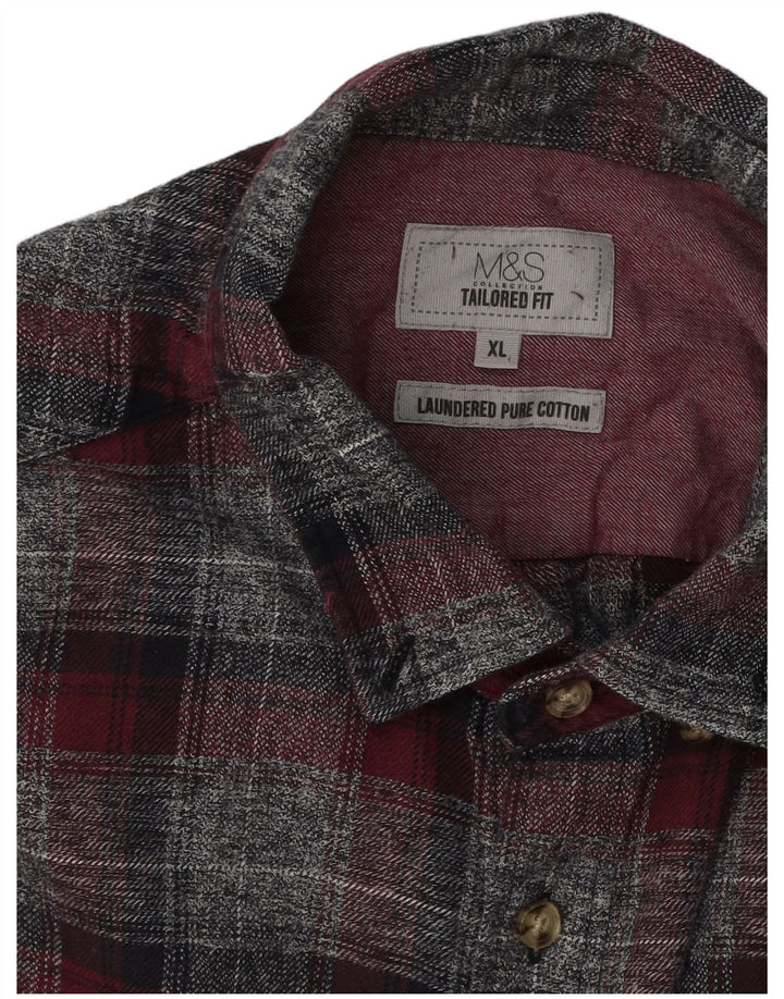 Marks & Spencer Chemise en flanelle coupe ajustée pour homme XL en coton à carreaux gris