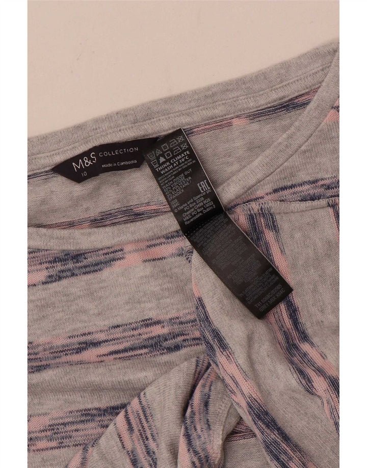 Marks & Spencer Haut à manches longues pour femme UK 10 Small Viscose rayée grise