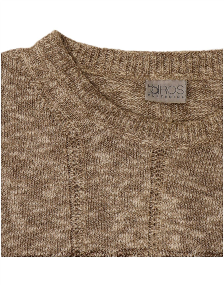 vintage Mens Crew Neck Jumper Pull XL Beige Moucheté