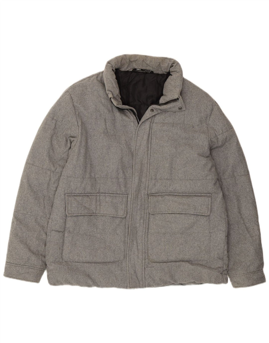Zara Veste matelassée homme UK 42 XL Gris Polyester