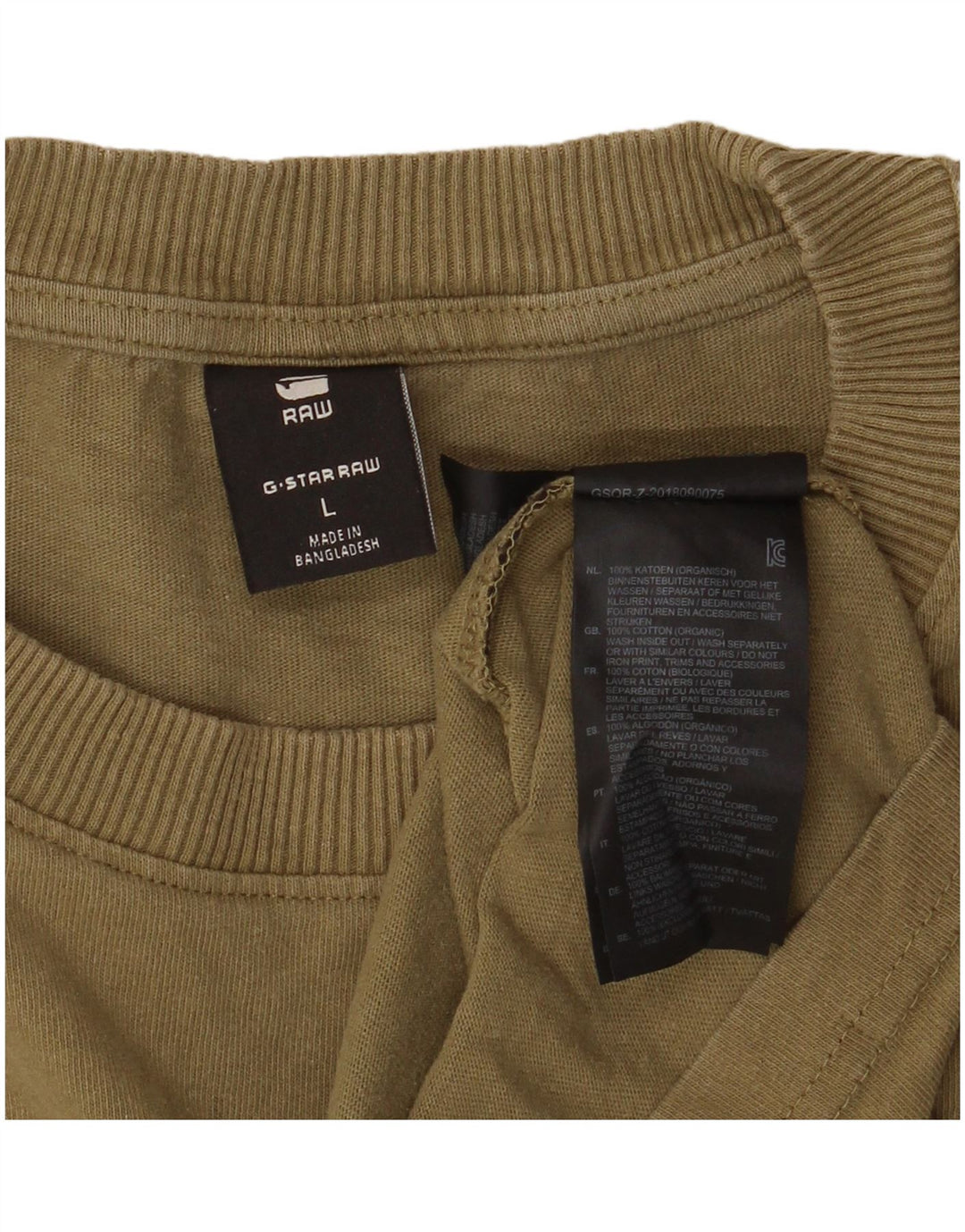 G-Star Homme T-Shirt Top Large Kaki Coton