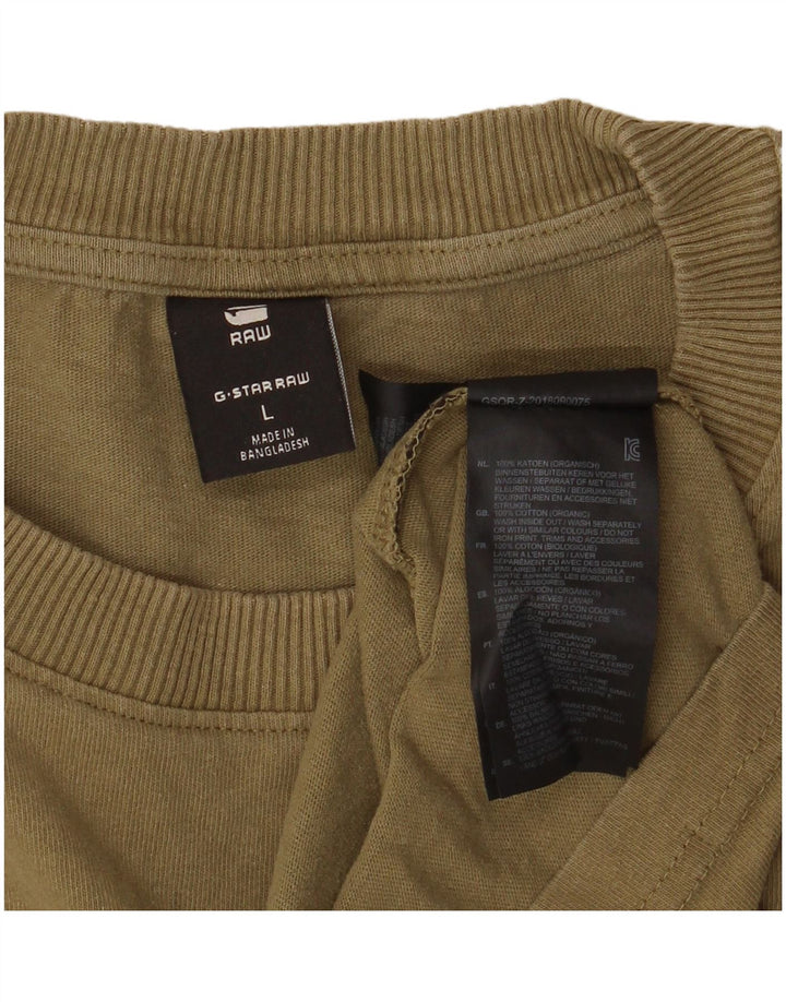 G-Star Homme T-Shirt Top Large Kaki Coton