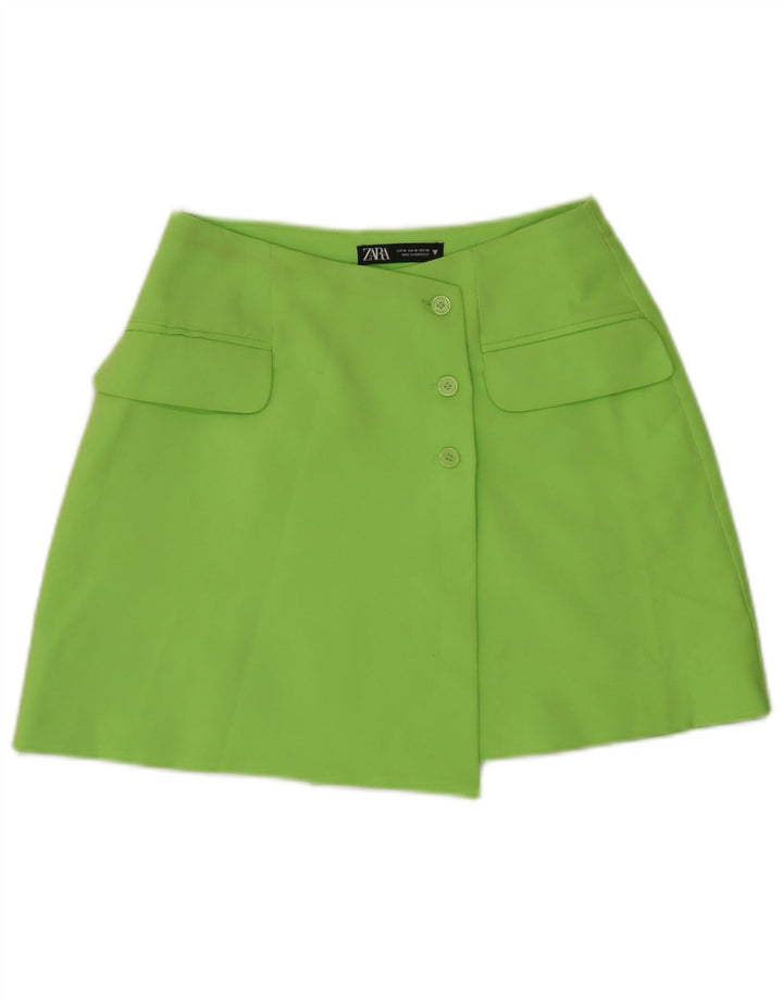 Jupe Asymétrique Femme Zara Medium W28 Vert Polyester