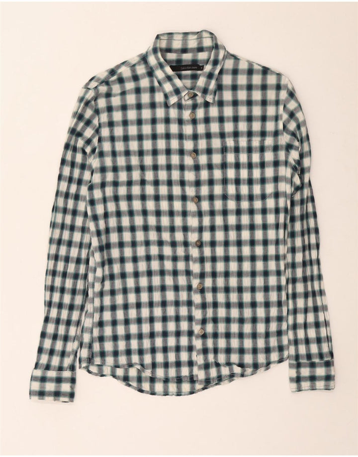 Calvin Klein Chemise Homme Vert Moyen Carreaux Coton
