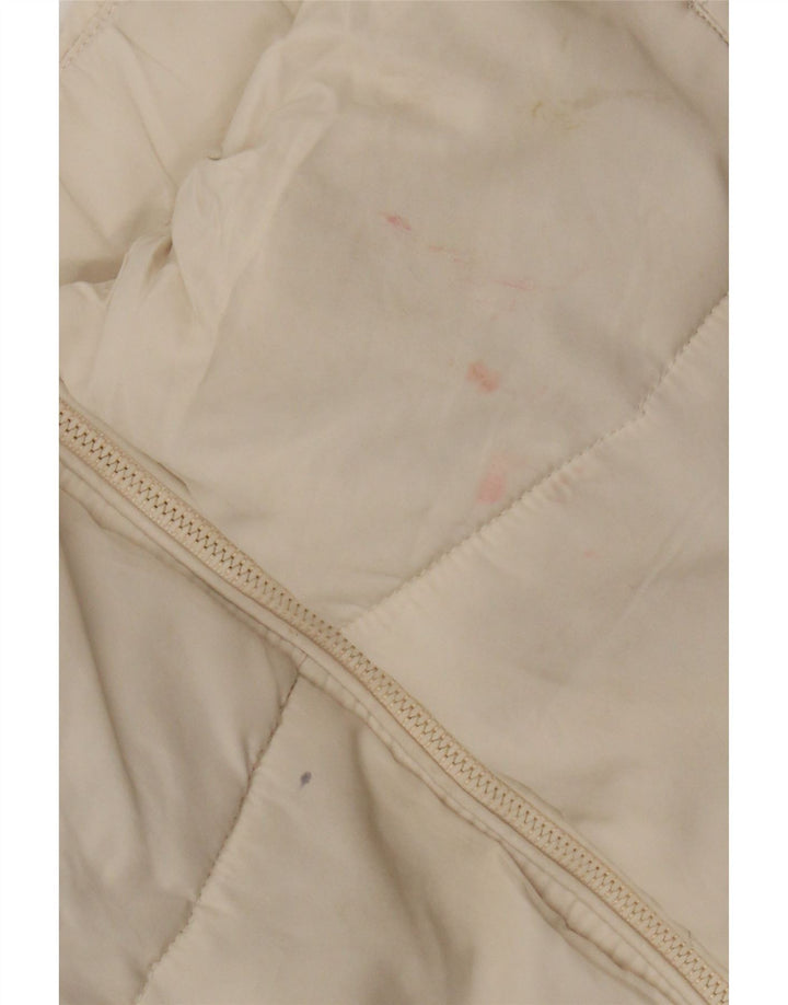 Zara Veste matelassée surdimensionnée à capuche pour femme UK 6 XS Polyester blanc cassé