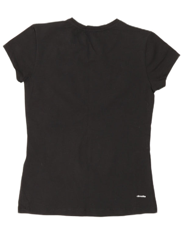 Adidas Climalite Graphic T-Shirt Top UK 14 Grand Coton Noir