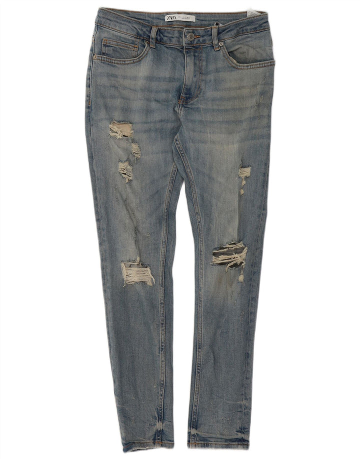 Zara Jean slim vieilli pour homme EU 40 Medium W31 L29 Bleu Coton