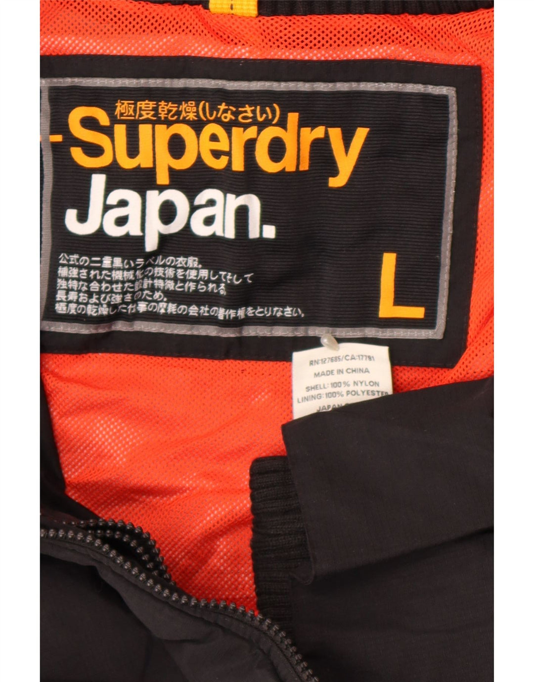 Superdry Veste de Pluie Femme UK 16 Large Noir Nylon