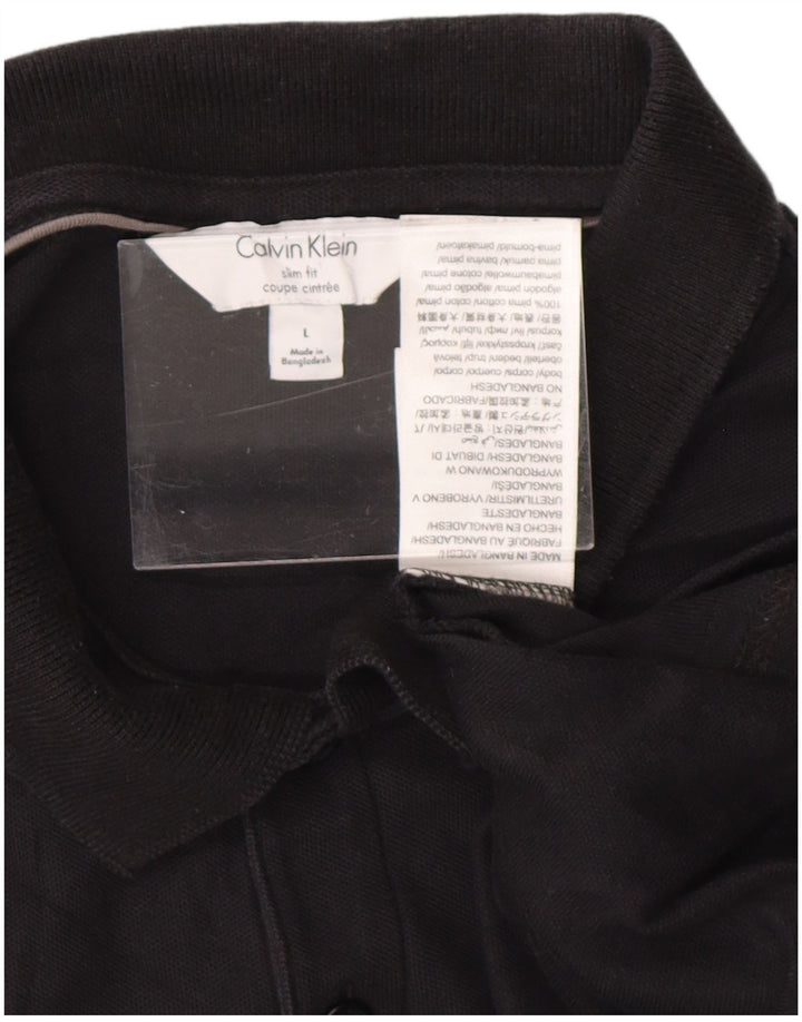 CALVIN KLEIN Polo Slim Fit Homme Grand Noir Coton