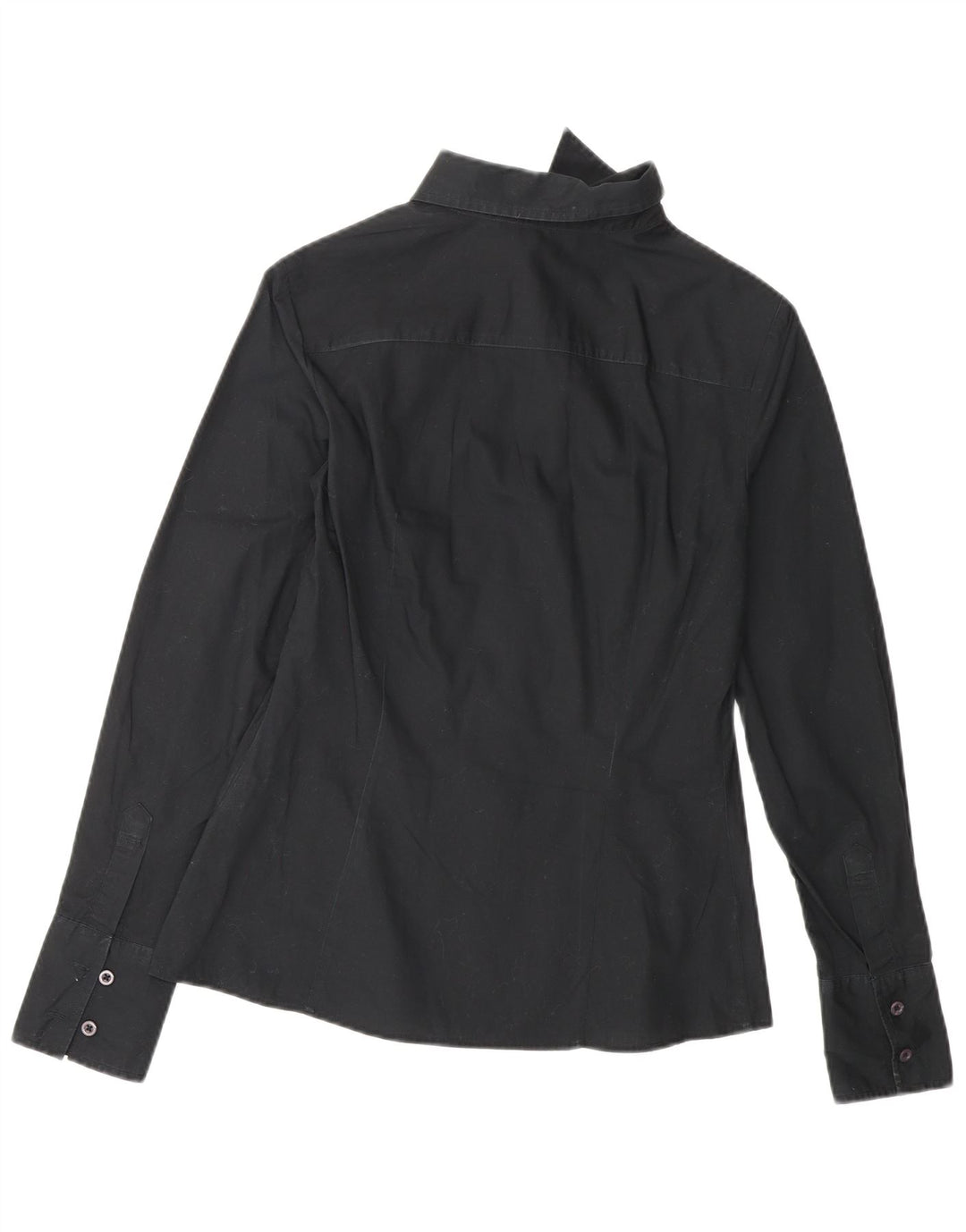 BENETTON Chemise Femme UK 10 Petit Coton Noir