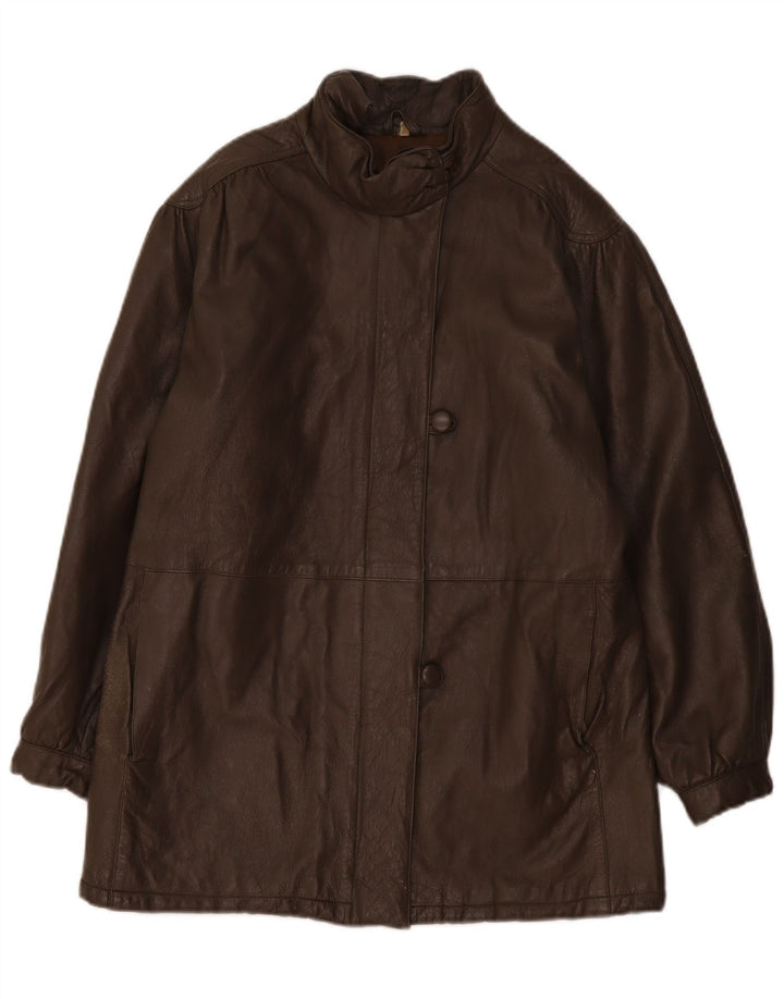 Veste en cuir femme vintage IT 44 Gris moyen