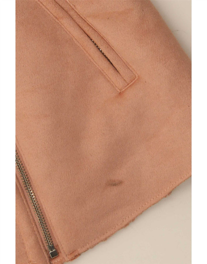 Zara Veste Sherpa Femme UK 10 Petit Rose Polyester