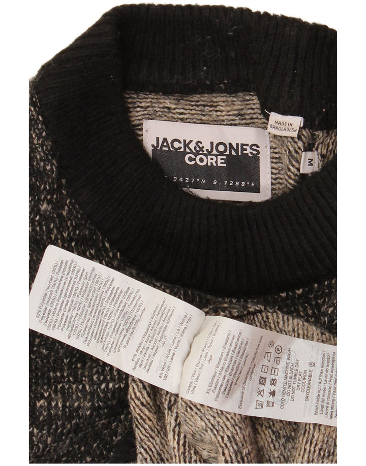 JACK & JONES Pull Col Rond Homme Noir Moyen Polyester Moucheté