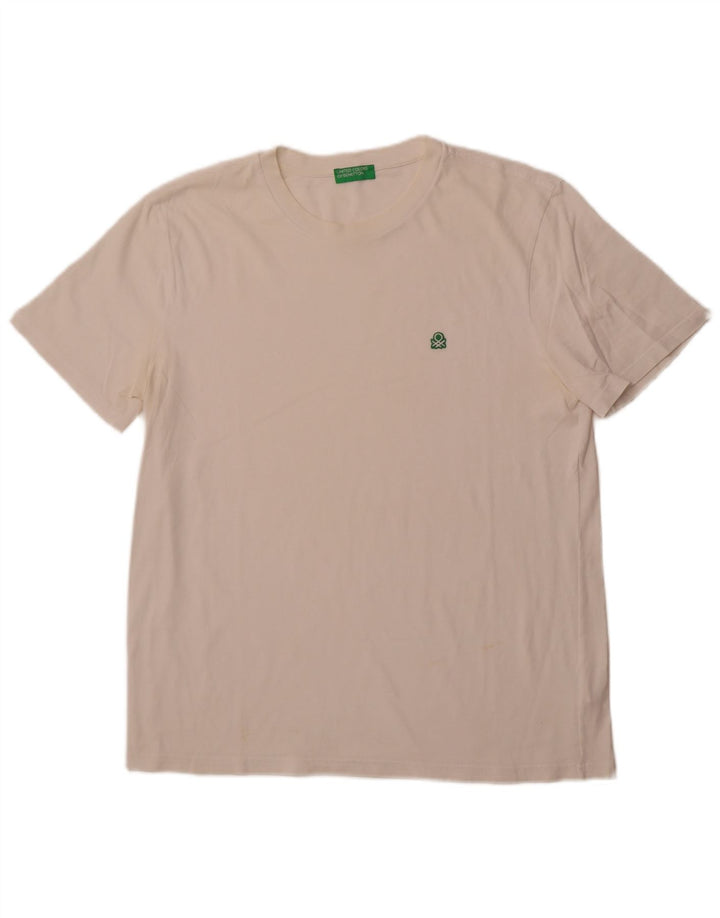 BENETTON T-Shirt Homme Haut Large Blanc Coton