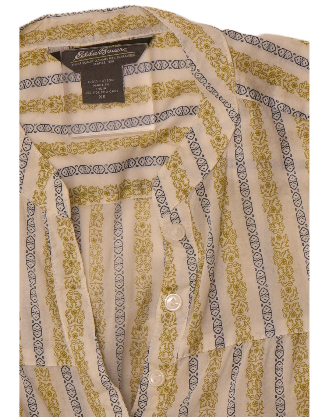 Eddie Bauer Chemise Femme UK 6 XS Vert Floral Coton