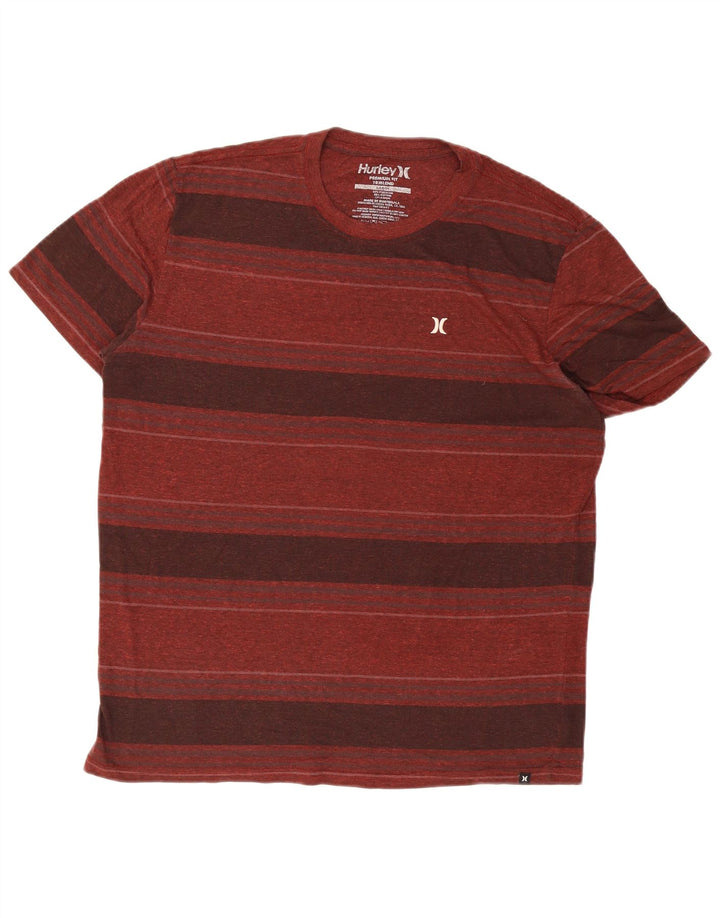 Hurley T-shirt coupe premium pour homme en polyester à rayures marron grand