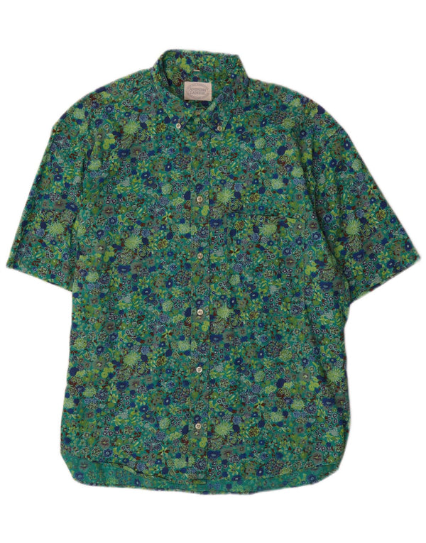 ANONIMA CAMICIE Chemise à Manches Courtes Homme Vert Moyen Floral Coton