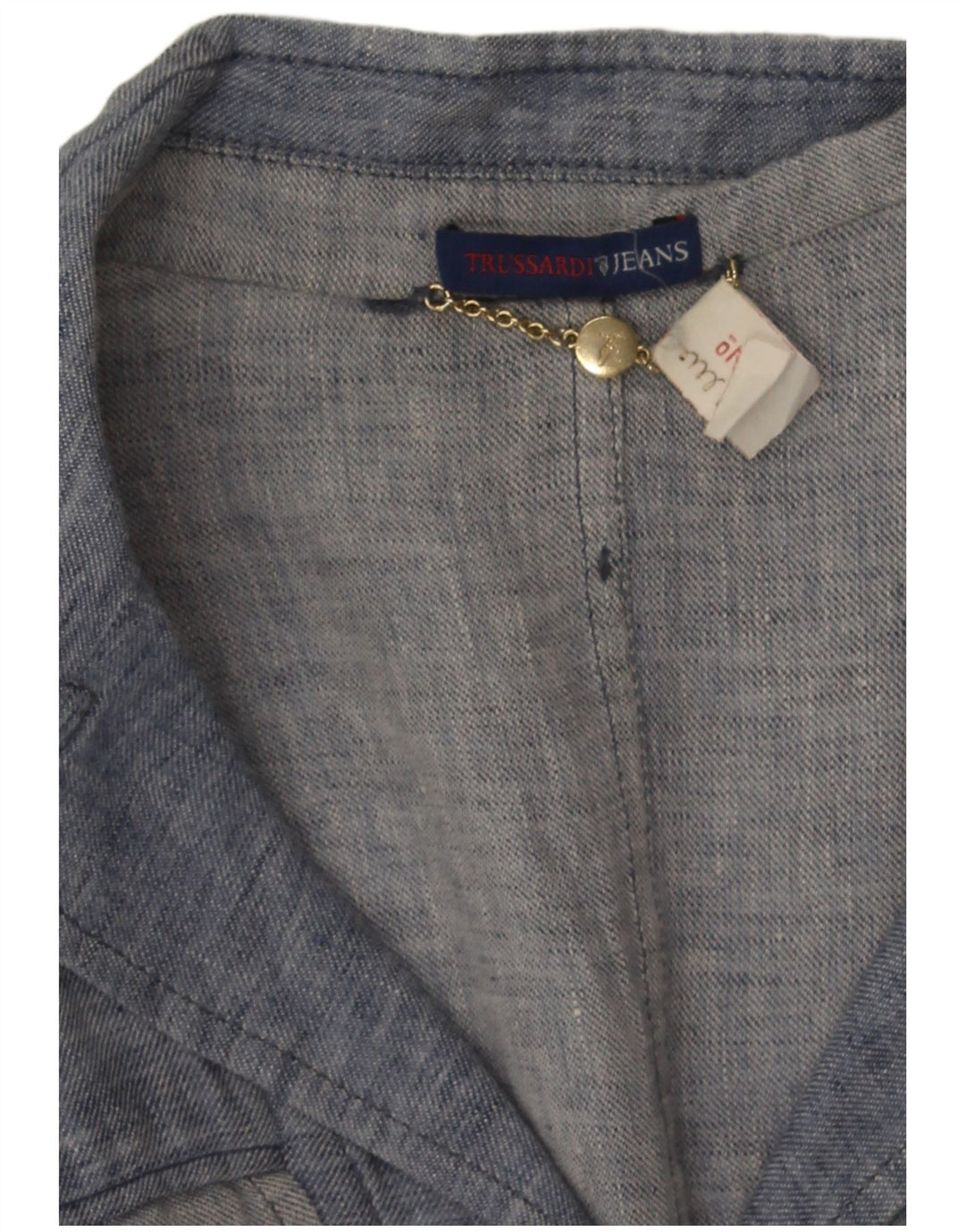 Trussardi Jeans Veste blazer en jean à 3 boutons pour femme UK 10 Small Bleu