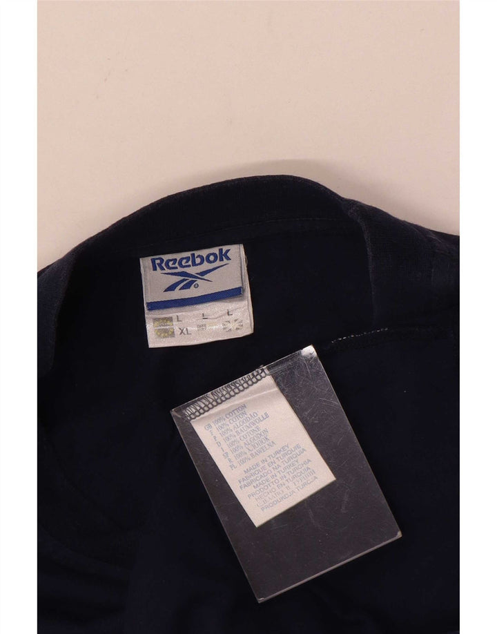 Reebok Homme Graphic T-Shirt Top Large Bleu Marine Coton