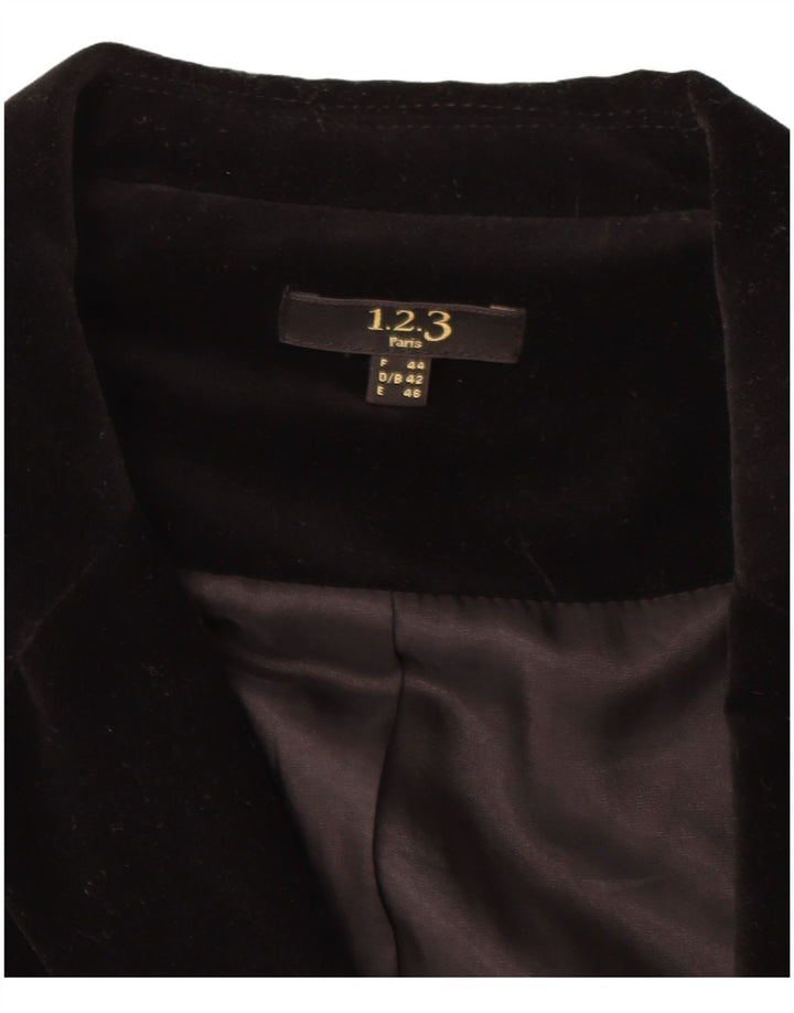 1.2.3 PARIS Veste Blazer 2 Boutons Velours Femme EU 44 Coton Noir Moyen