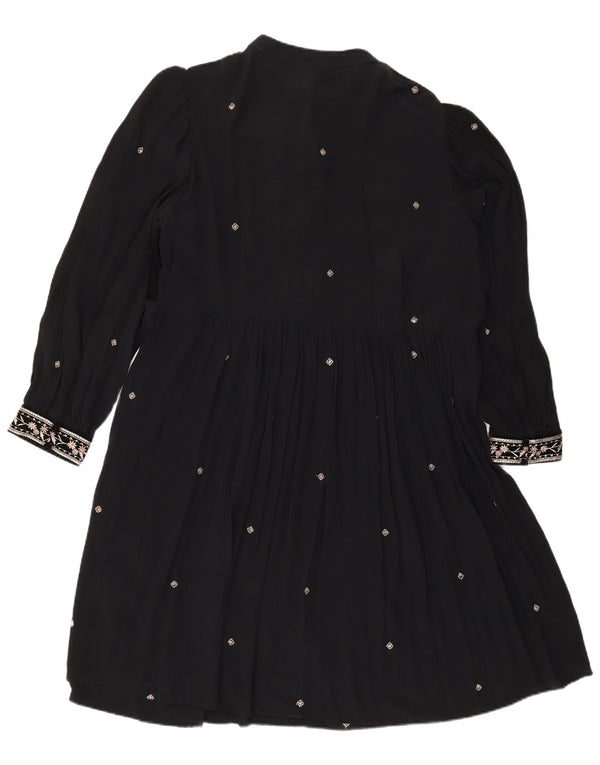 Monsoon Robe trapèze à manches longues pour femme UK 18 XL Noir Floral Polyester
