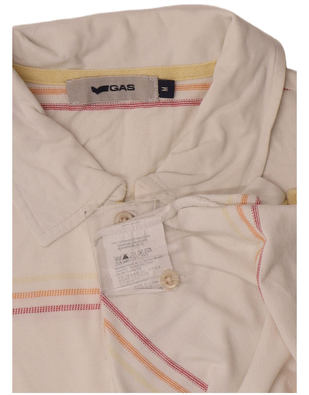 Gas Polo Homme Coton Rayé Blanc Moyen