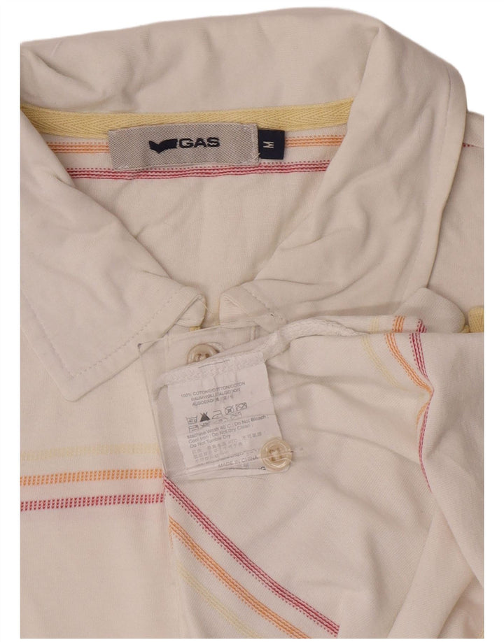 Gas Polo Homme Coton Rayé Blanc Moyen