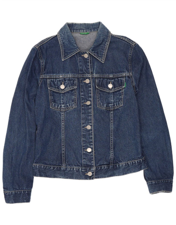 Benetton Veste en Jean Femme UK 10 Petit Bleu