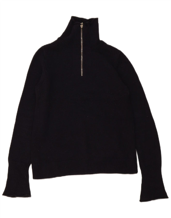 Zara Pull à col zippé pour femme UK 12 Medium Noir Polyester