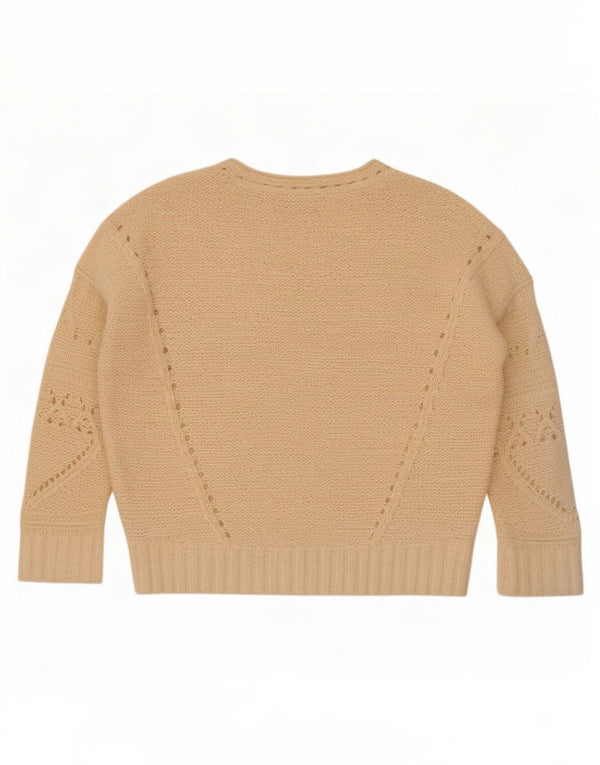 Anthropologie Pull surdimensionné à col en V pour femme UK 10 Petit Beige