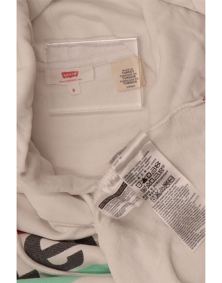 LEVI'S Pull à capuche graphique surdimensionné pour femme UK 10 Petit coton blanc