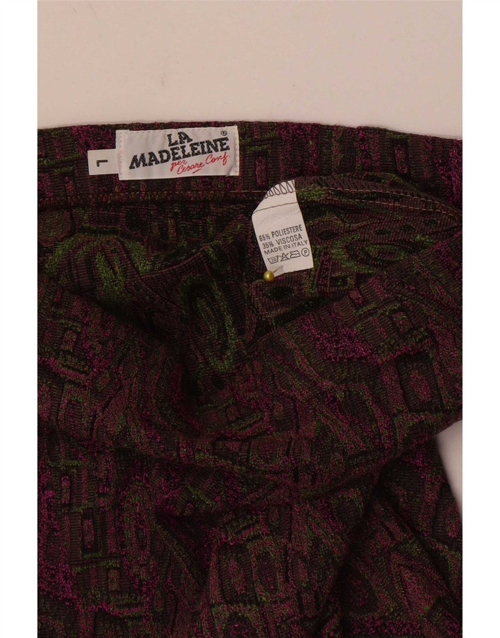 jupe crayon vintage femme grande W32 bordeaux géométrique polyester