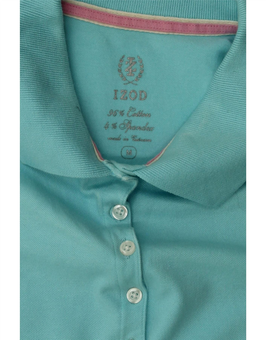 IZOD Womens Polo Shirt UK 12 Medium Turquoise Cotton Vintage Izod and Second-Hand Izod from Messina Hembry 