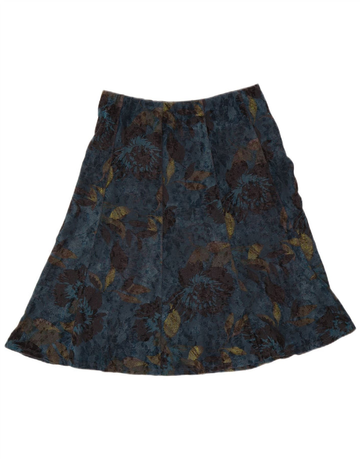 Marks & Spencer Jupe trapèze pour femme UK 12 Medium W30 Bleu Floral Polyester