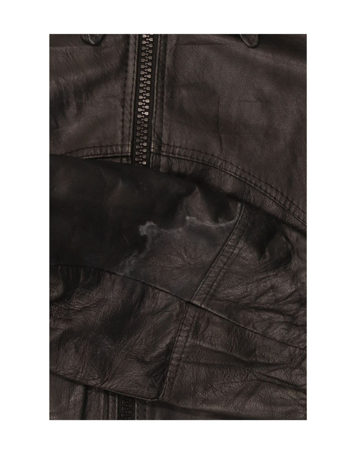 veste en cuir bomber femme vintage IT 50 XL cuir noir