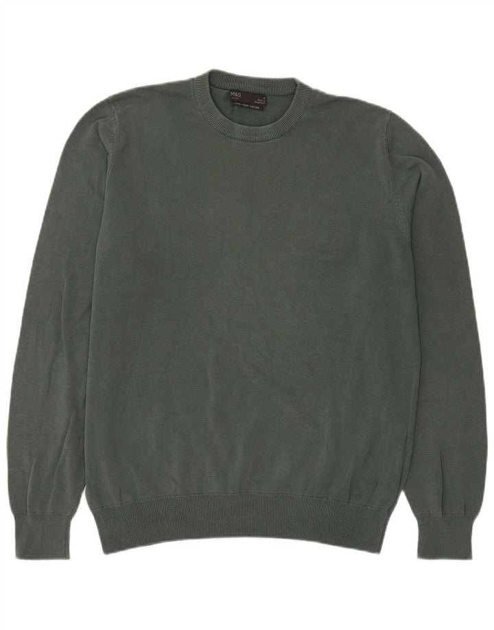 Marks & Spencer Pull Col Rond Homme Vert Moyen Coton
