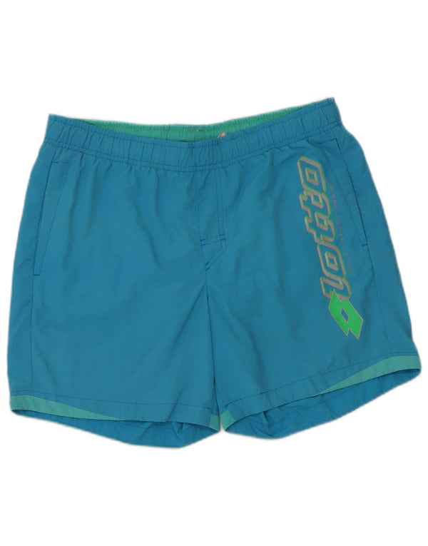 Lotto Womens Graphic Sport Shorts UK 14 Medium Blue Colourblock Nylon
