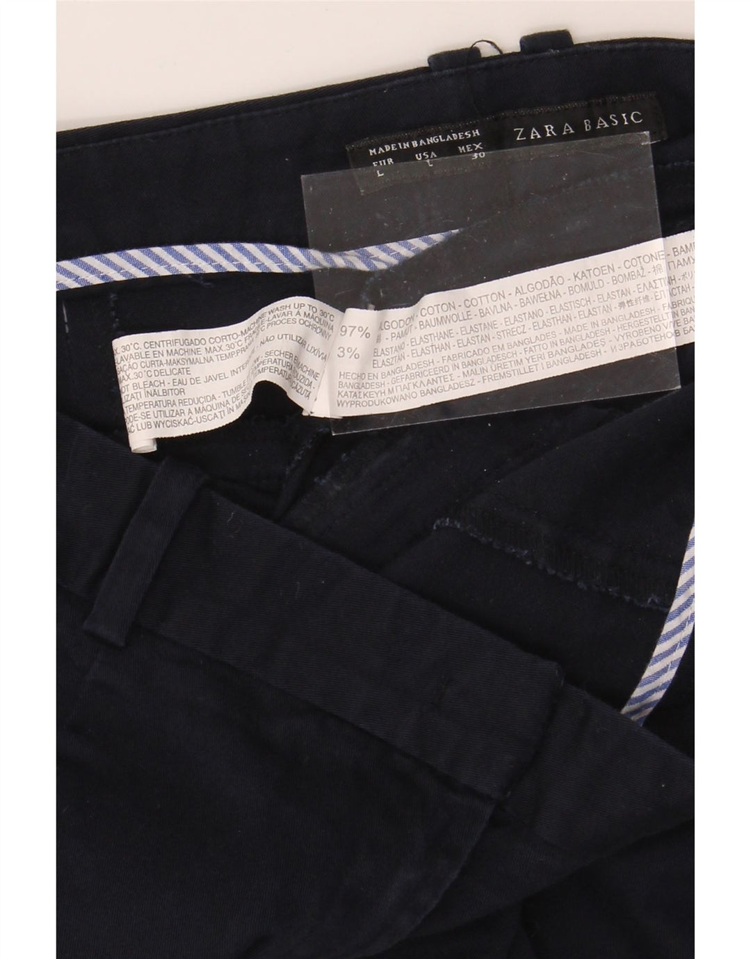 ZARA Womens Pencil Skirt Large W30  Navy Blue Cotton Vintage Zara and Second-Hand Zara from Messina Hembry 