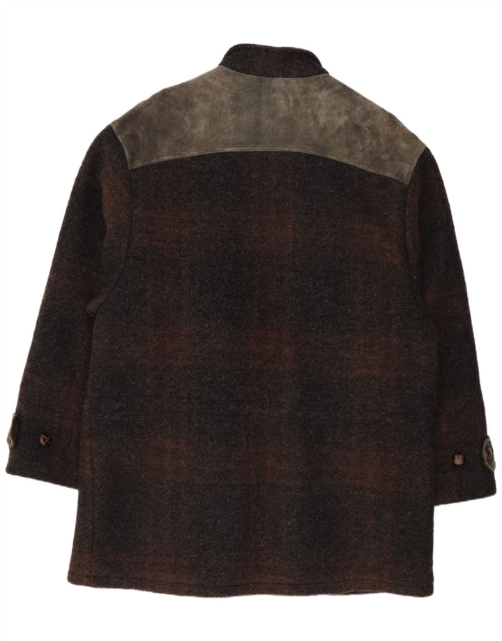 Julius Lang Manteau pour homme UK 40 Large laine à carreaux marron