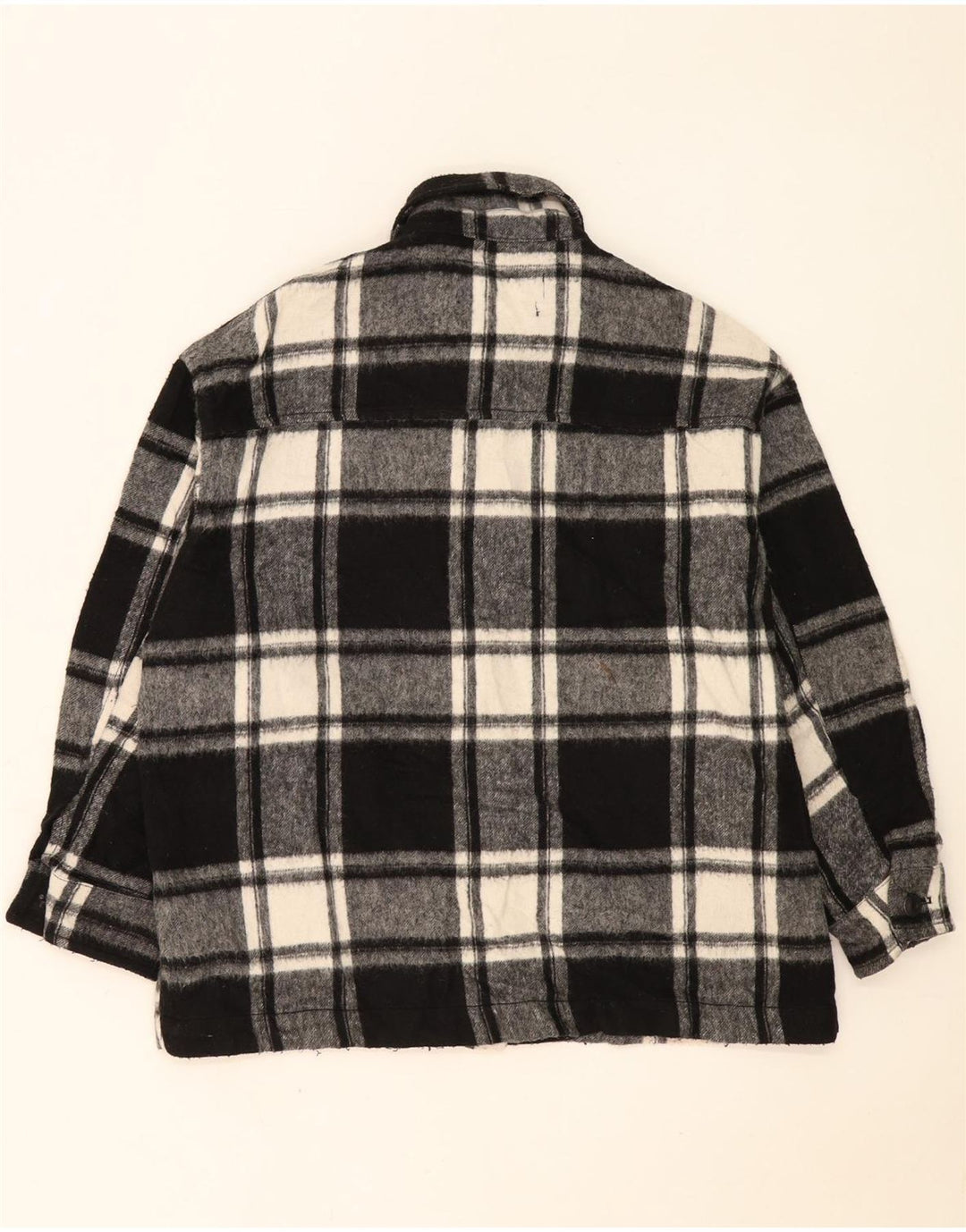 Zara Veste utilitaire surdimensionnée pour femme UK 10 Petit acrylique à carreaux noirs