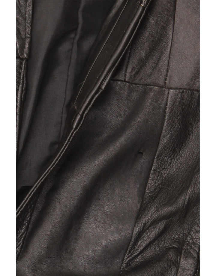 VINTAGE Gilet en cuir homme UK 38 Medium Black Patchwork