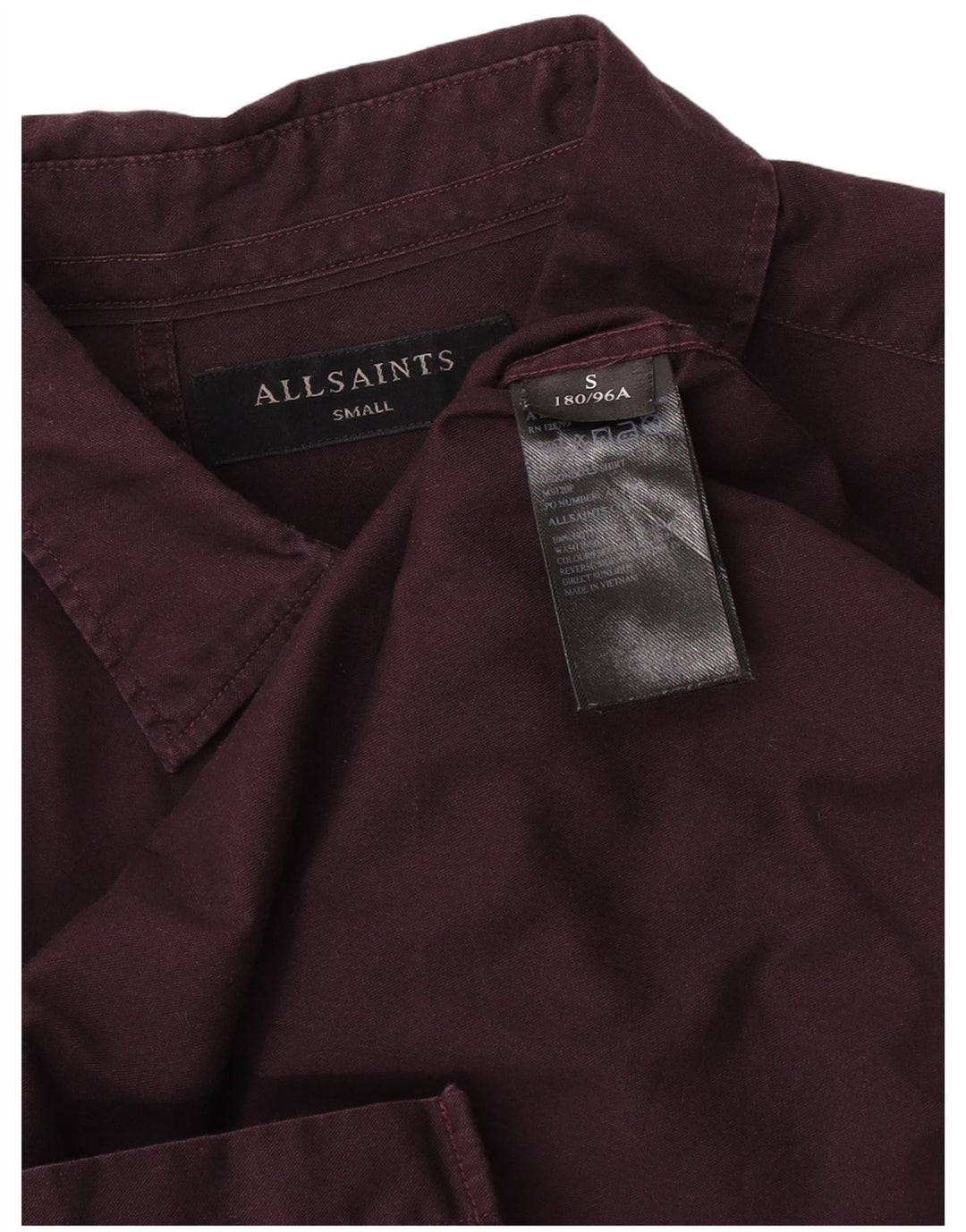 All Saints Chemise Homme Petit Bordeaux Coton