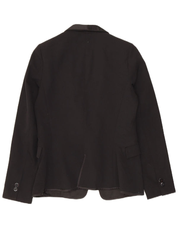 ZARA Femme Veste Blazer UK 10 Petit Noir Polyester